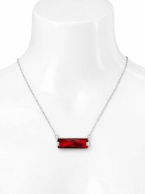 Giani Bernini Crystal Rectangle Solitaire 18" Pendant Necklace in Sterling Silve